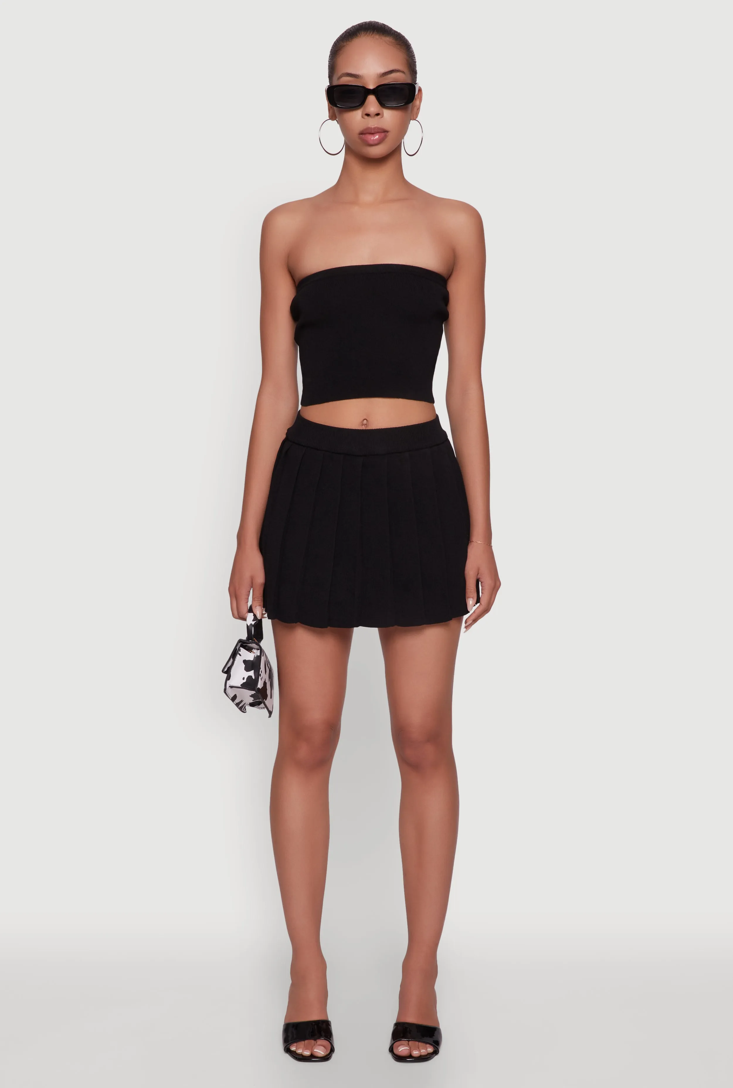 Daisy Rib Knit Pleated Skort sold by Rainbow