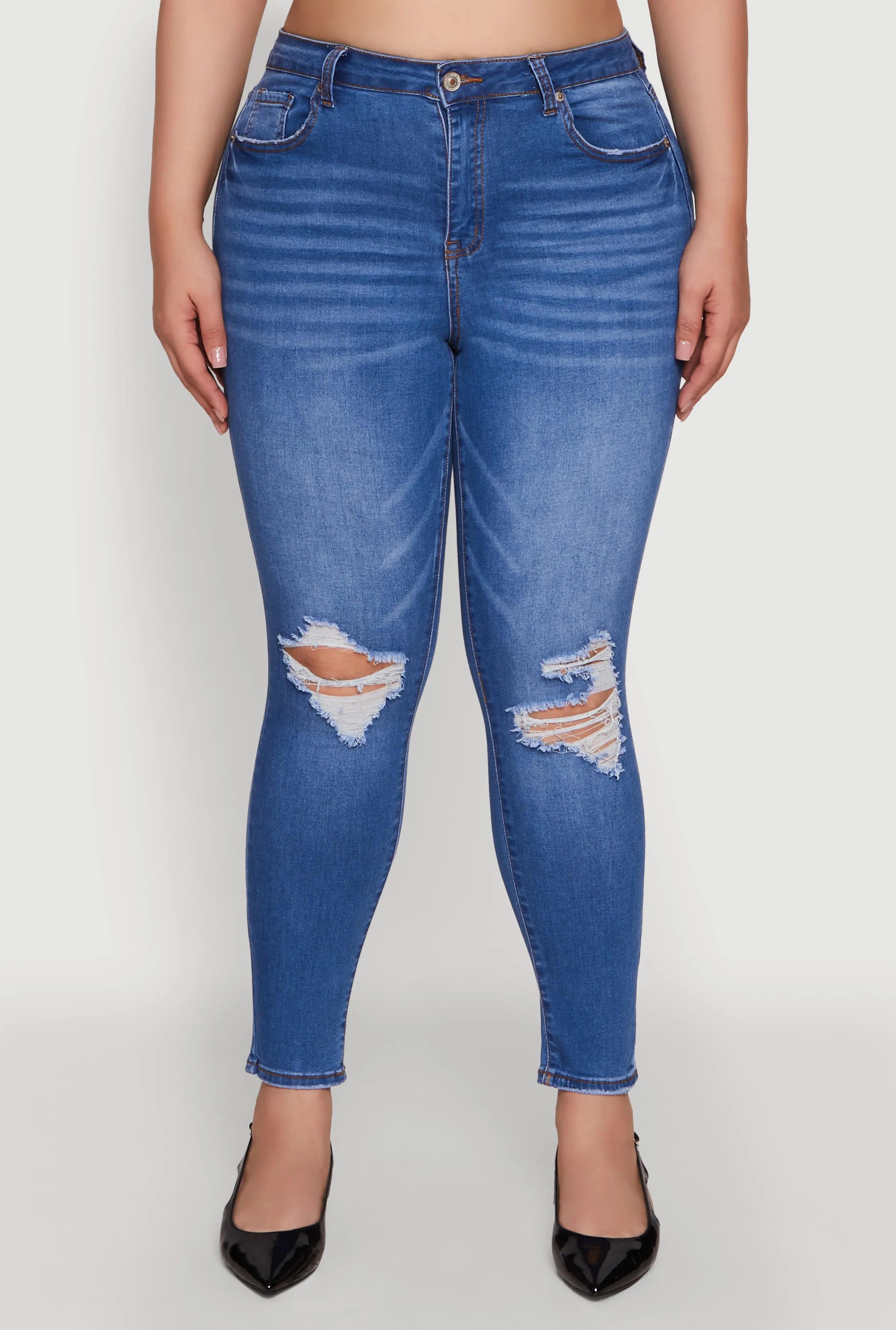 Plus Size WAX Whiskered High Waisted Distressed Skinny Jeans sold by Rainbow product image thumbnail 5