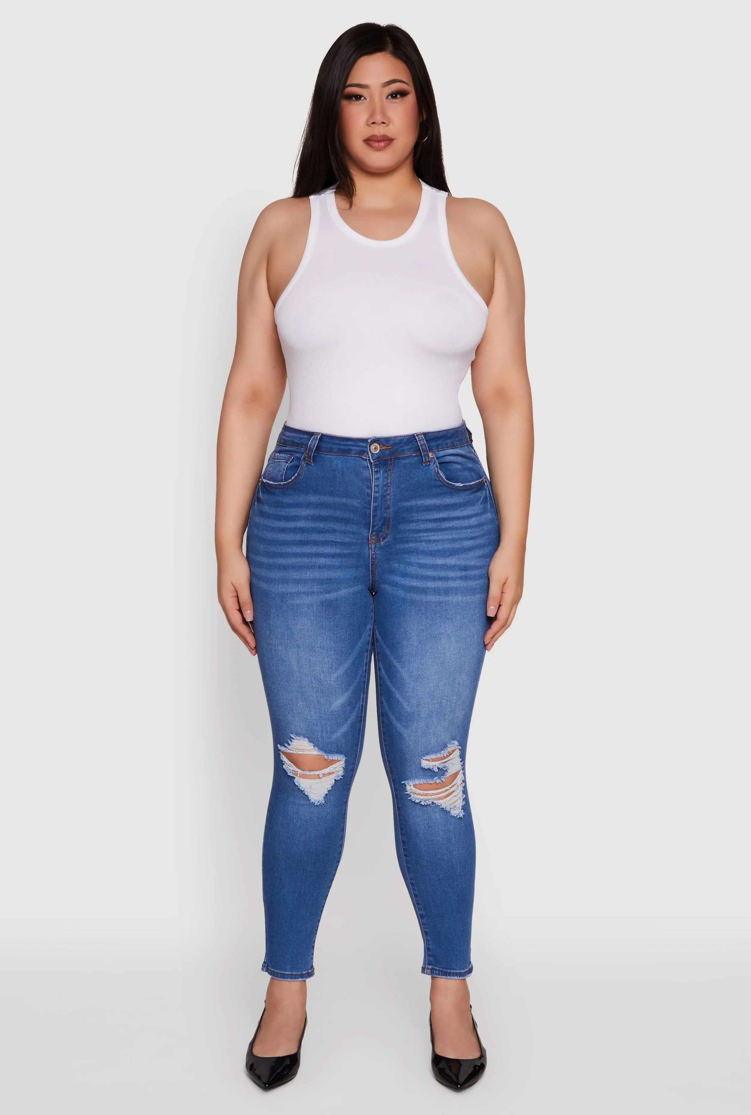Plus Size WAX Whiskered High Waisted Distressed Skinny Jeans sold by Rainbow product image thumbnail 2
