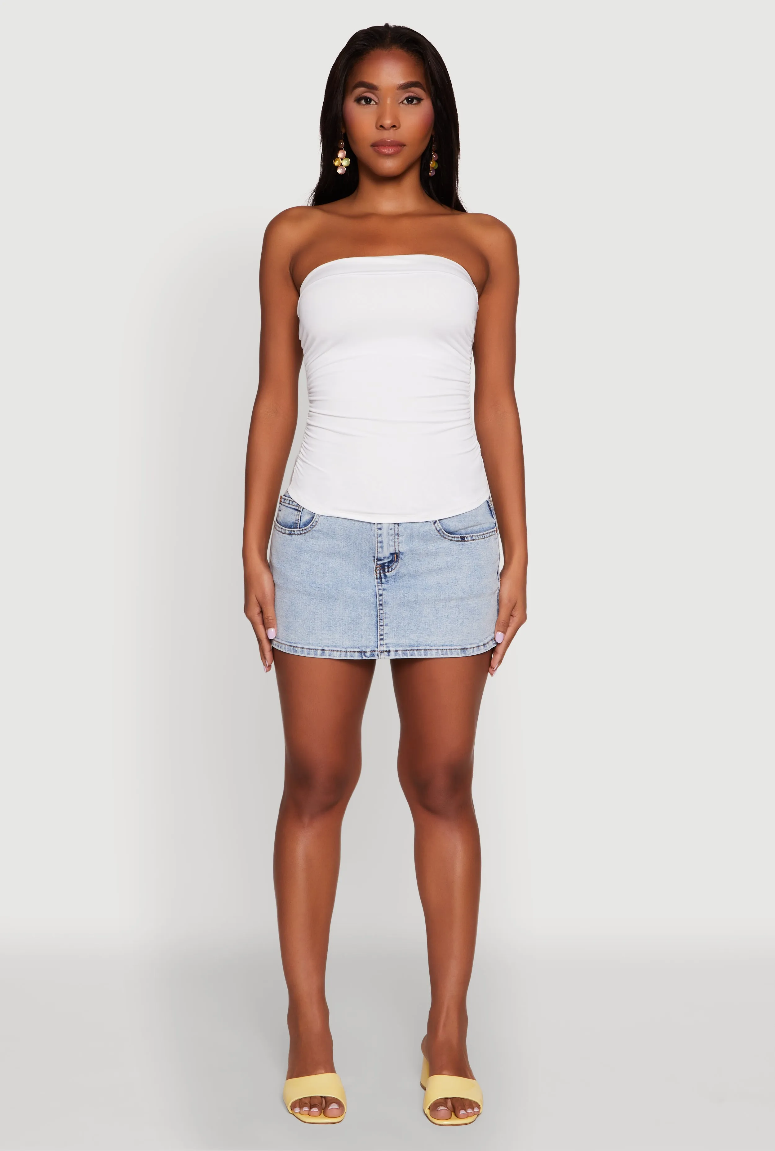 Trendy Side Ruched Tube Top sold by Rainbow