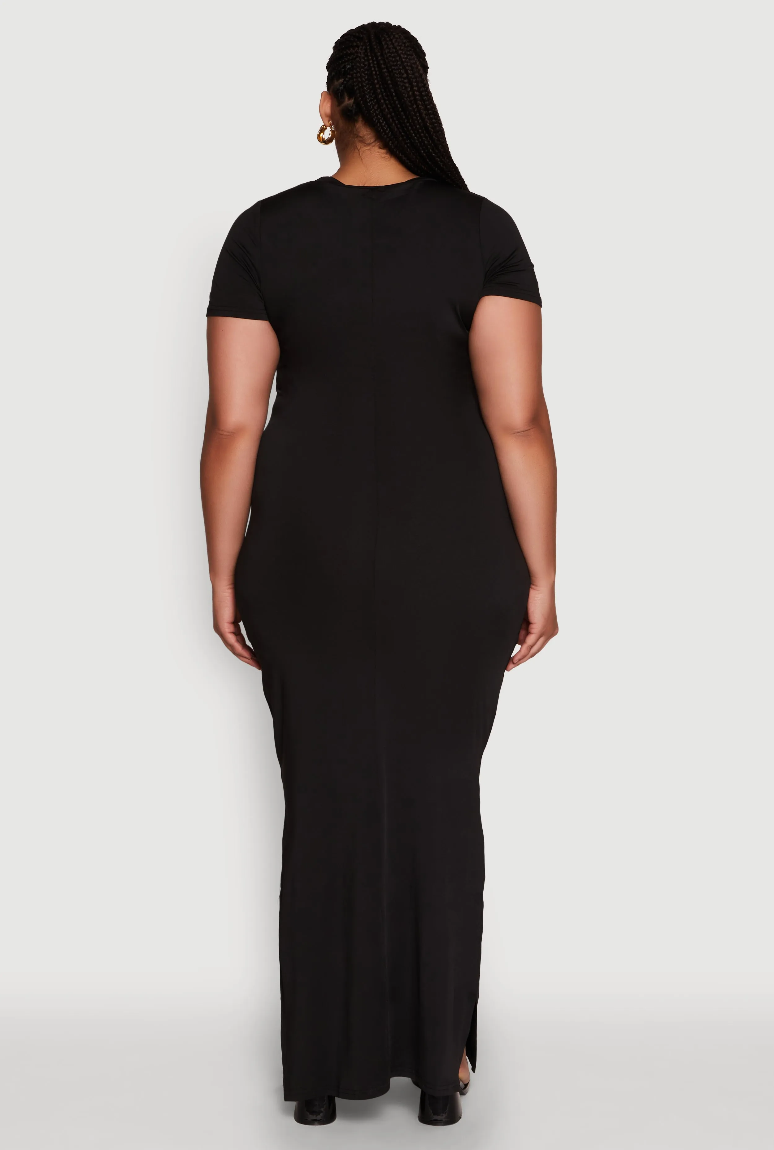 Plus Size Daisy Crew Neck Side Slit T-Shirt Dress sold by Rainbow product image thumbnail 5