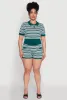 Plus Size Daisy Striped Button Detail Shorts sold by Rainbow