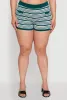Plus Size Daisy Striped Button Detail Shorts sold by Rainbow