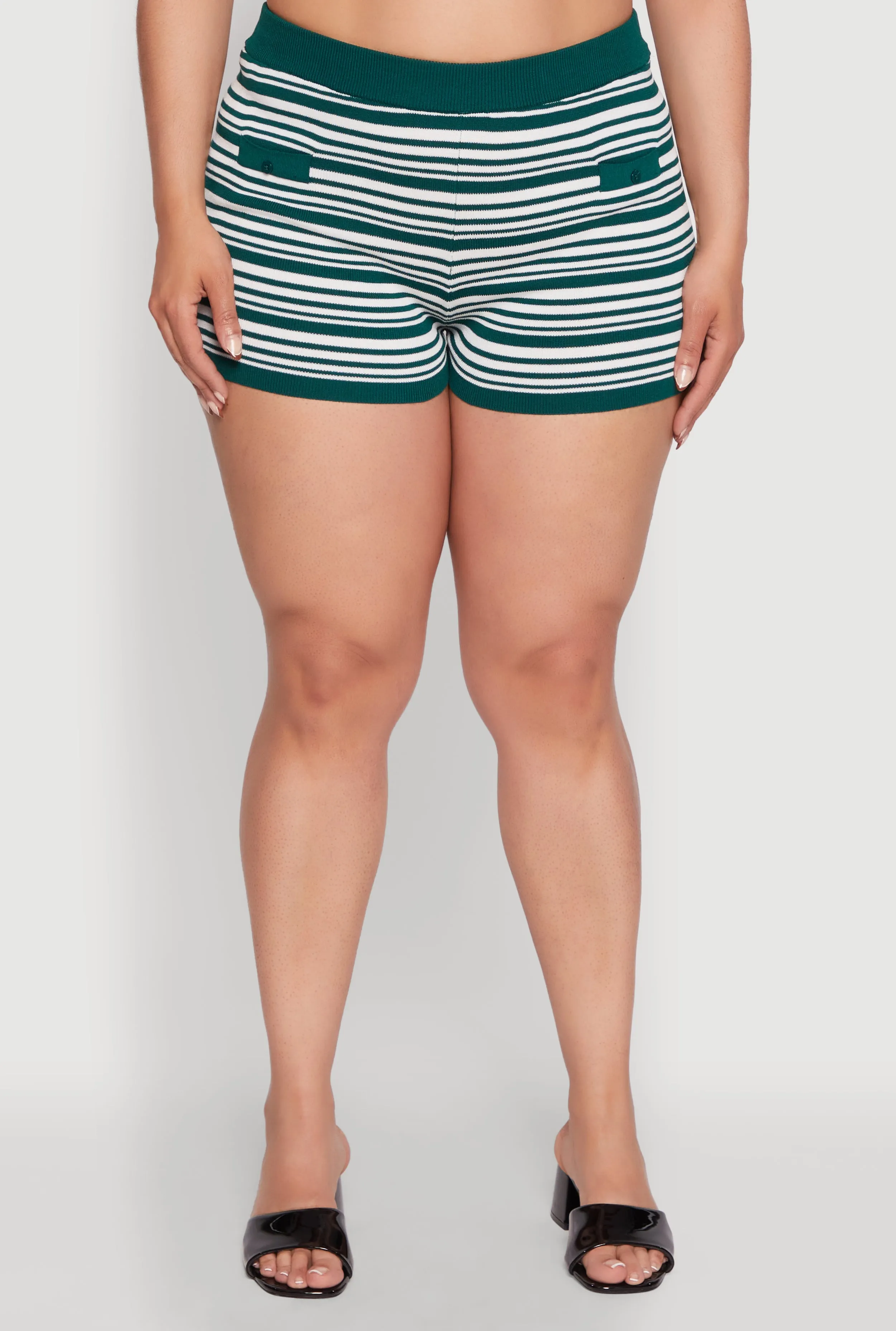 Plus Size Daisy Striped Button Detail Shorts sold by Rainbow product image thumbnail 3