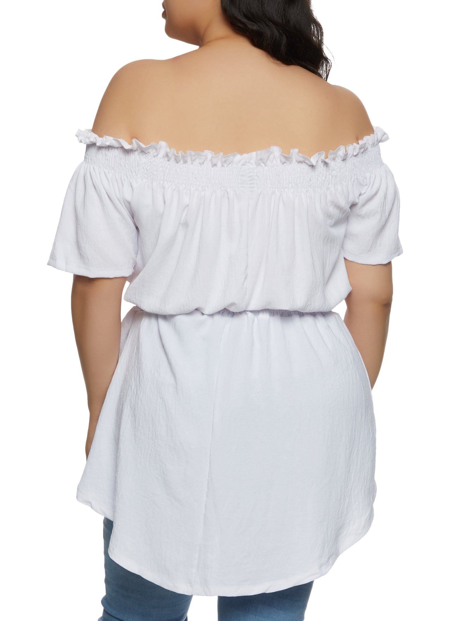 Plus Size Solid Smocked Off the Shoulder Blouse sold by Rainbow product image thumbnail 2