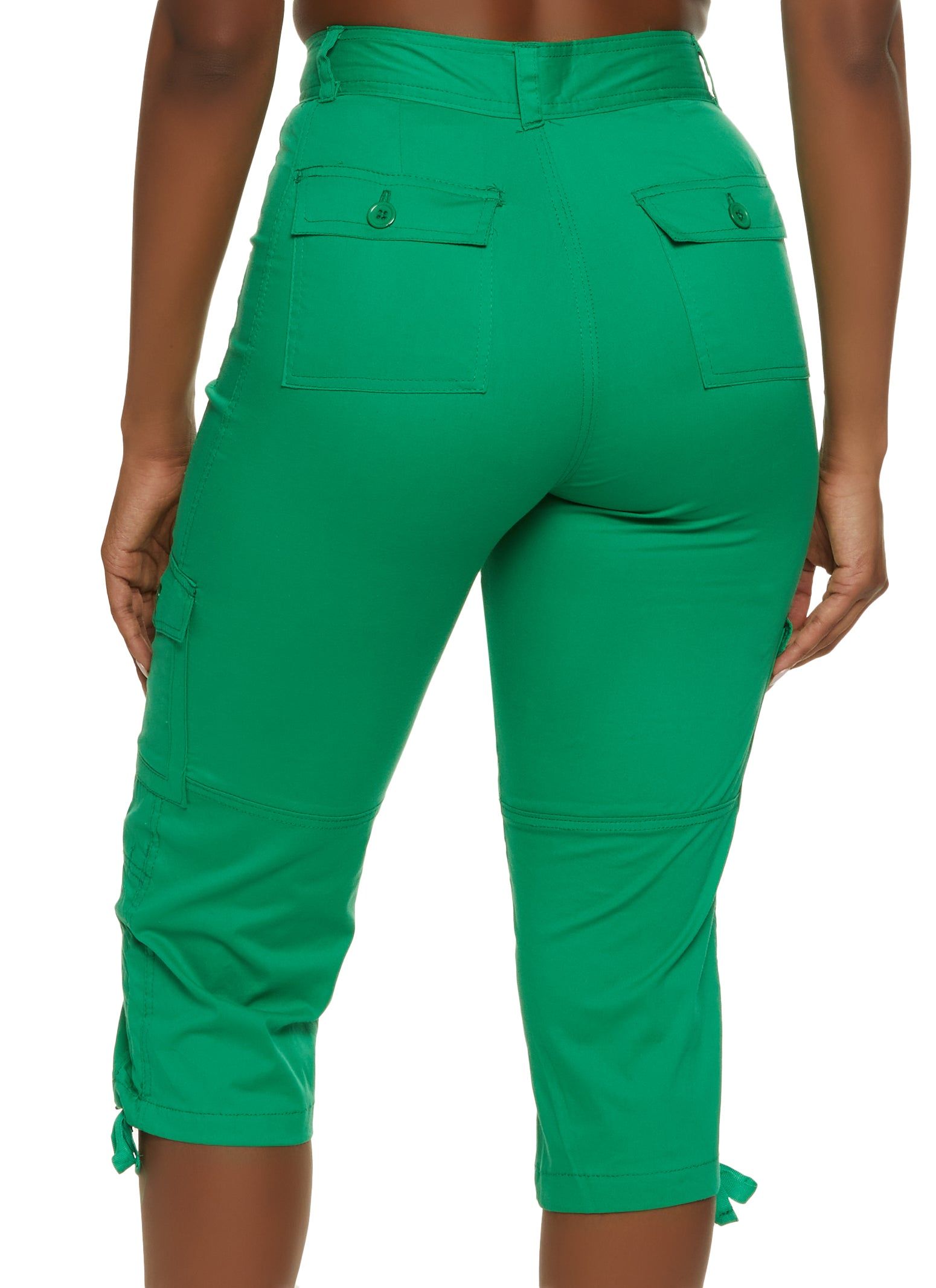 Solid Zip Pocket Detail Cargo Capris sold by Rainbow product image thumbnail 2