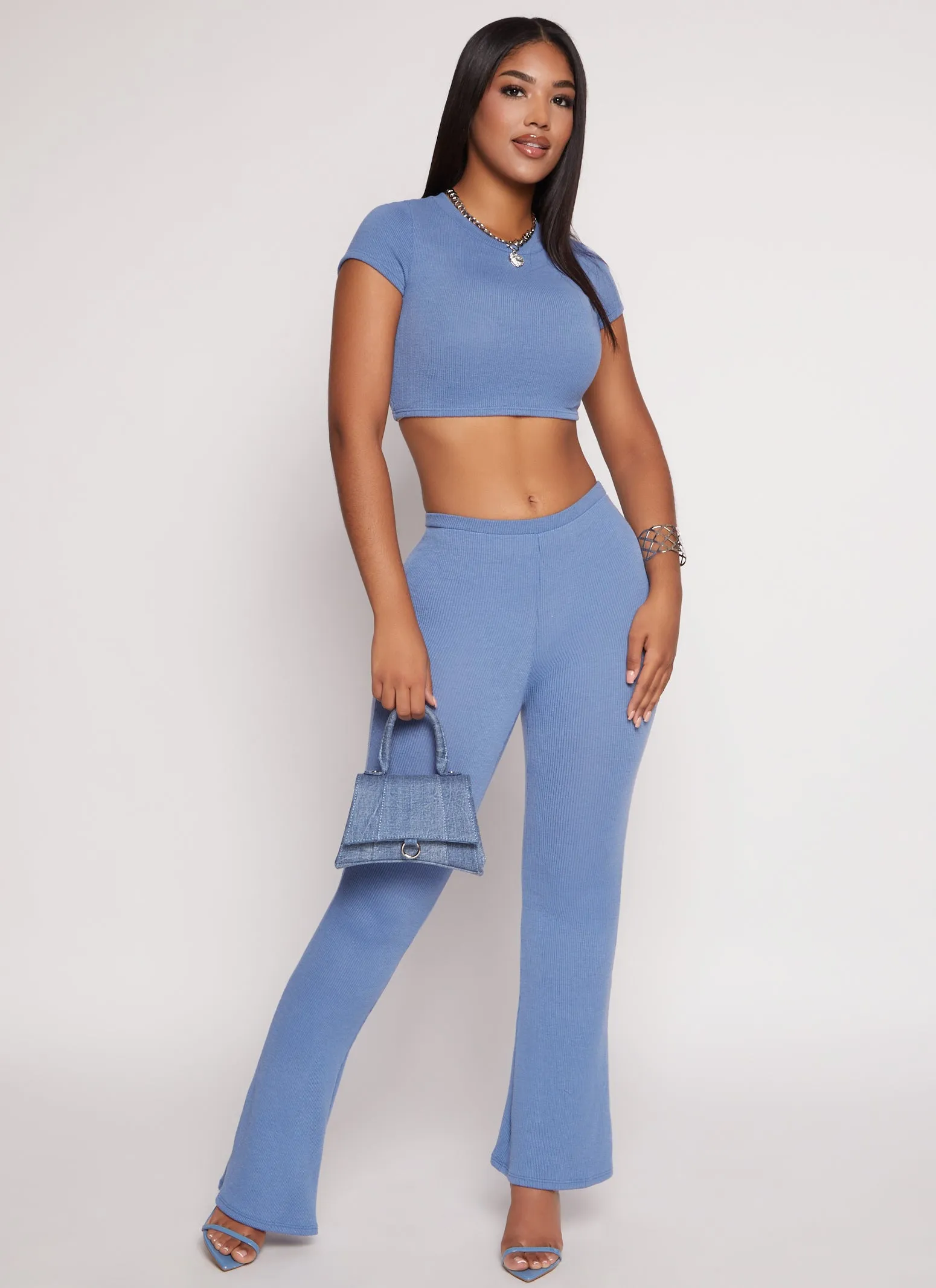 Ribbed Knit Cropped Tee sold by Rainbow product image thumbnail 2