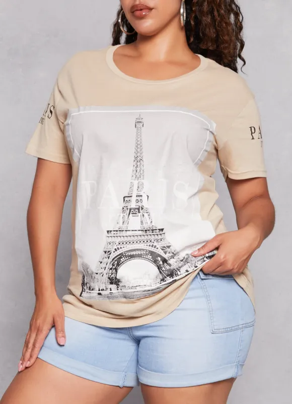 Plus Size Paris Graphic T Shirt sold by Rainbow