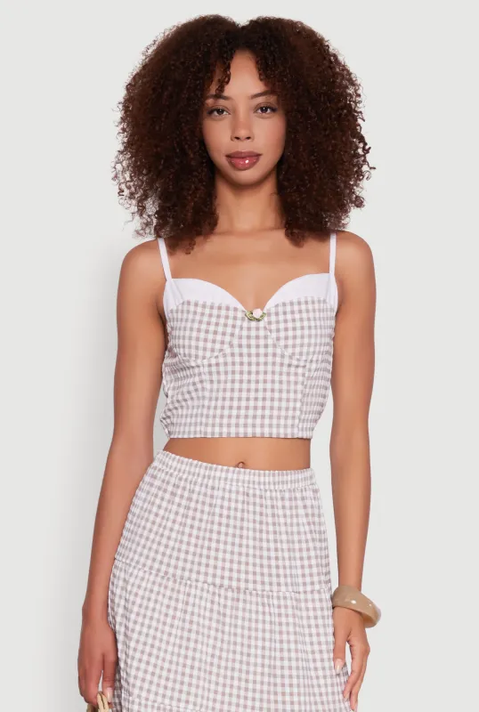 Gingham Smocked Back Bustier Top sold by Rainbow