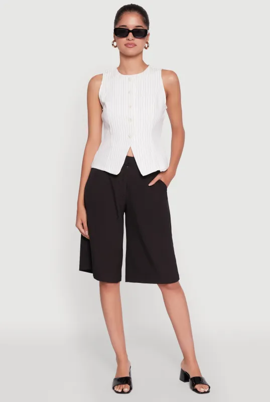 Iris Trendy Pinstripe Button Front Vest sold by Rainbow