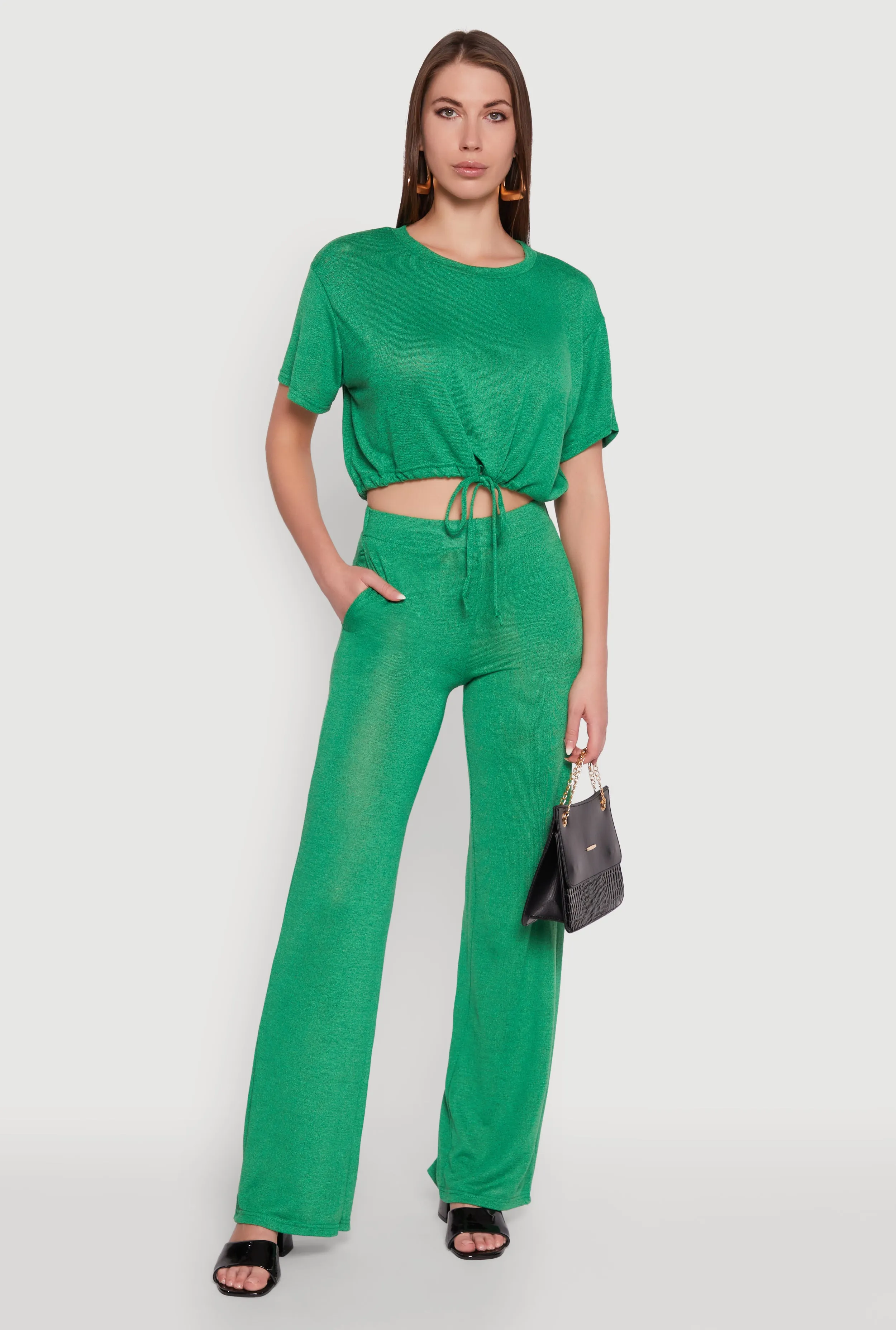 Daisy Drawstring Hem Crew Neck Cropped Tee sold by Rainbow product image thumbnail 2