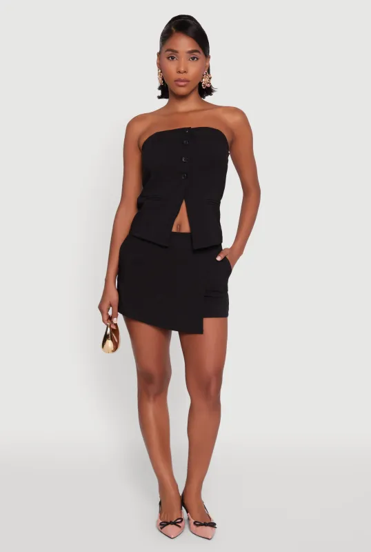 Haute Monde Faux Wrap Asymmetrical Skort sold by Rainbow