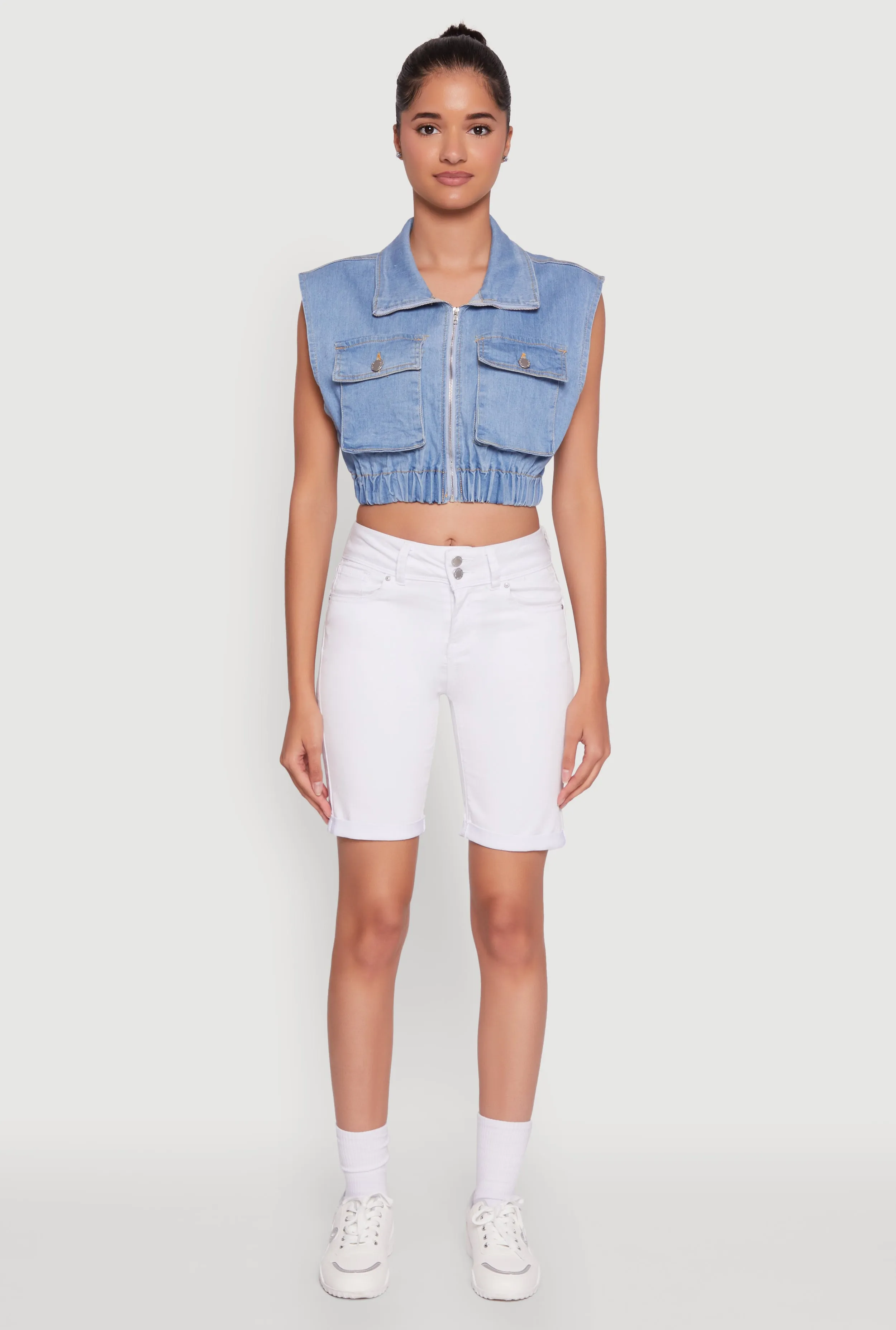 Daisy Sleeveless Cropped Denim Jacket sold by Rainbow product image thumbnail 3