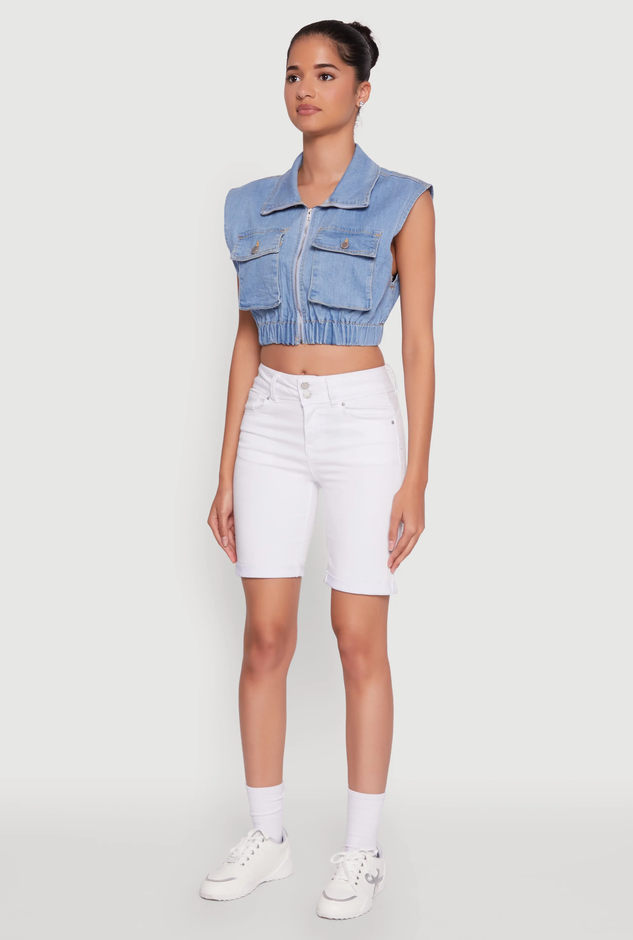 Daisy Sleeveless Cropped Denim Jacket sold by Rainbow product image thumbnail 5