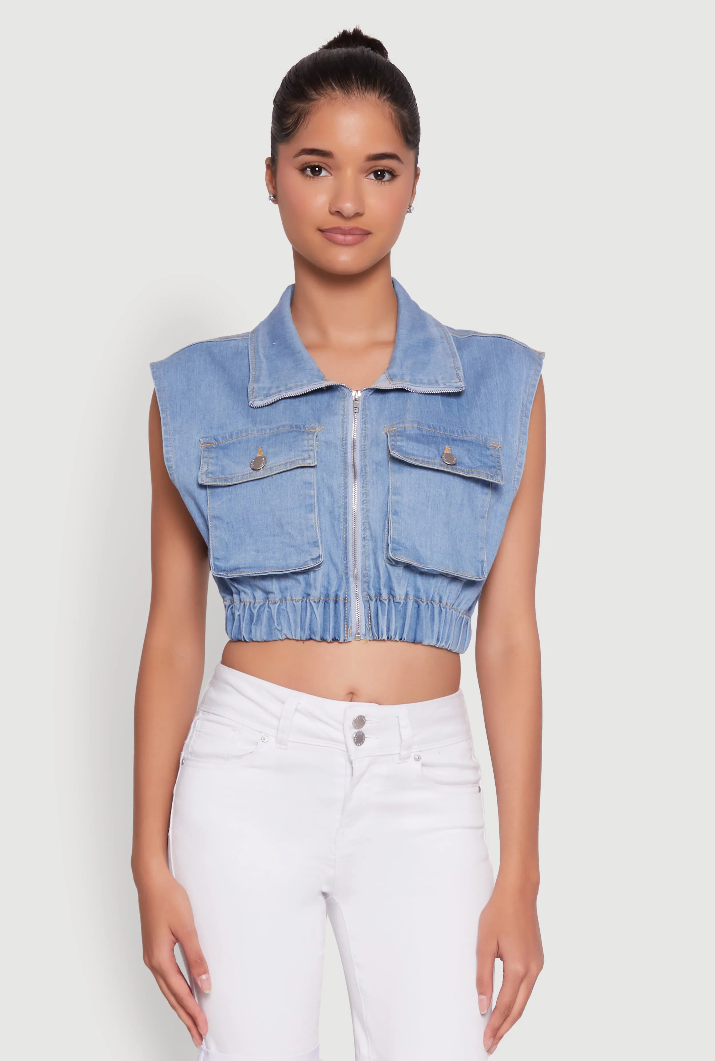 Daisy Sleeveless Cropped Denim Jacket sold by Rainbow product image thumbnail 2