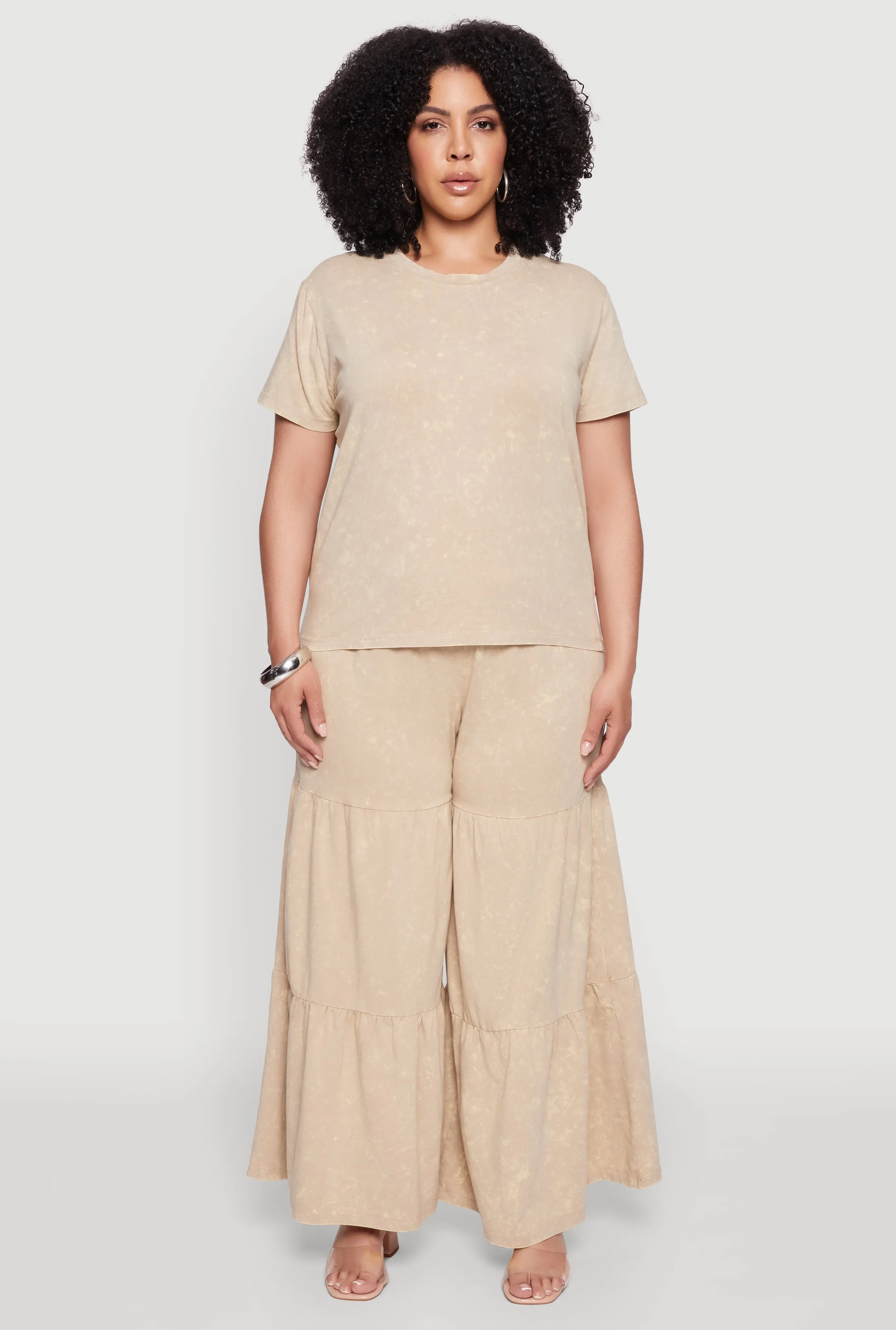 Plus Size Acid Wash Tiered Palazzo Pants sold by Rainbow product image thumbnail 2