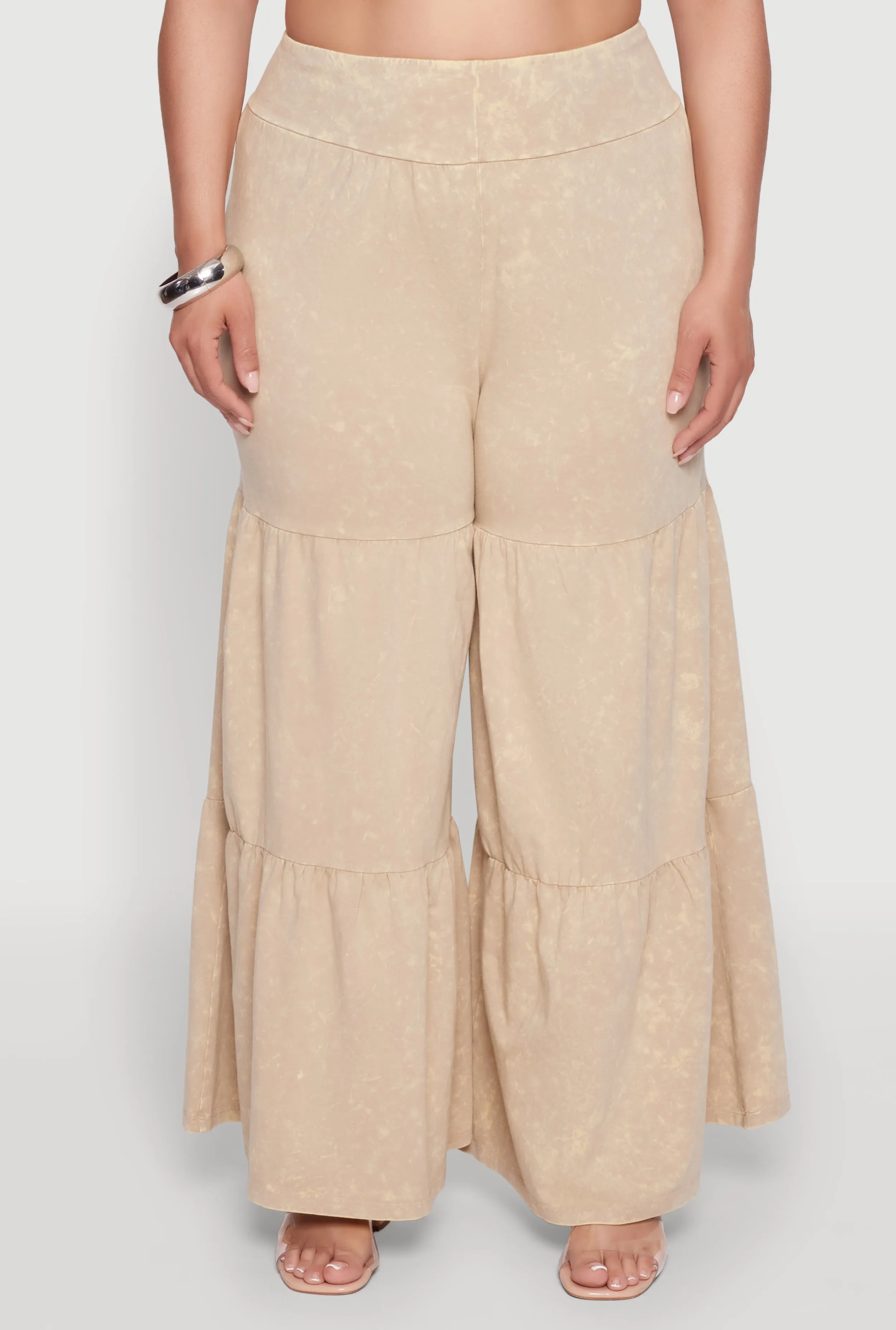 Plus Size Acid Wash Tiered Palazzo Pants sold by Rainbow product image thumbnail 3
