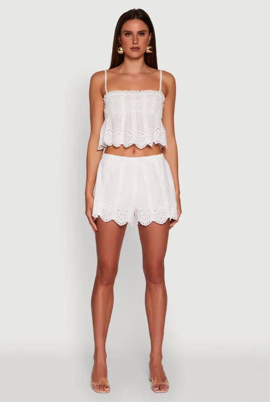 Haute Monde Trendy Mid Rise Scallop Trim Shorts sold by Rainbow