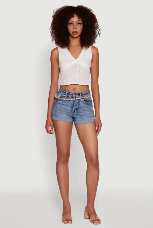 Blashe Ribbon Lace Trim V-Neck Tank Top sold by Rainbow