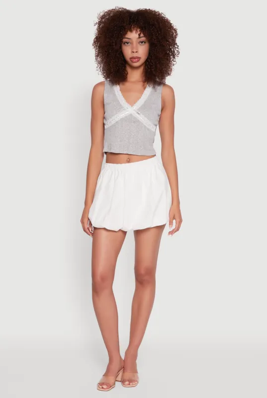 Blashe Ribbon Lace Trim V-Neck Tank Top sold by Rainbow