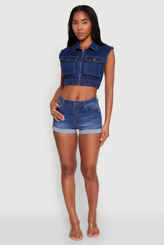 Daisy Sleeveless Cropped Denim Jacket sold by Rainbow