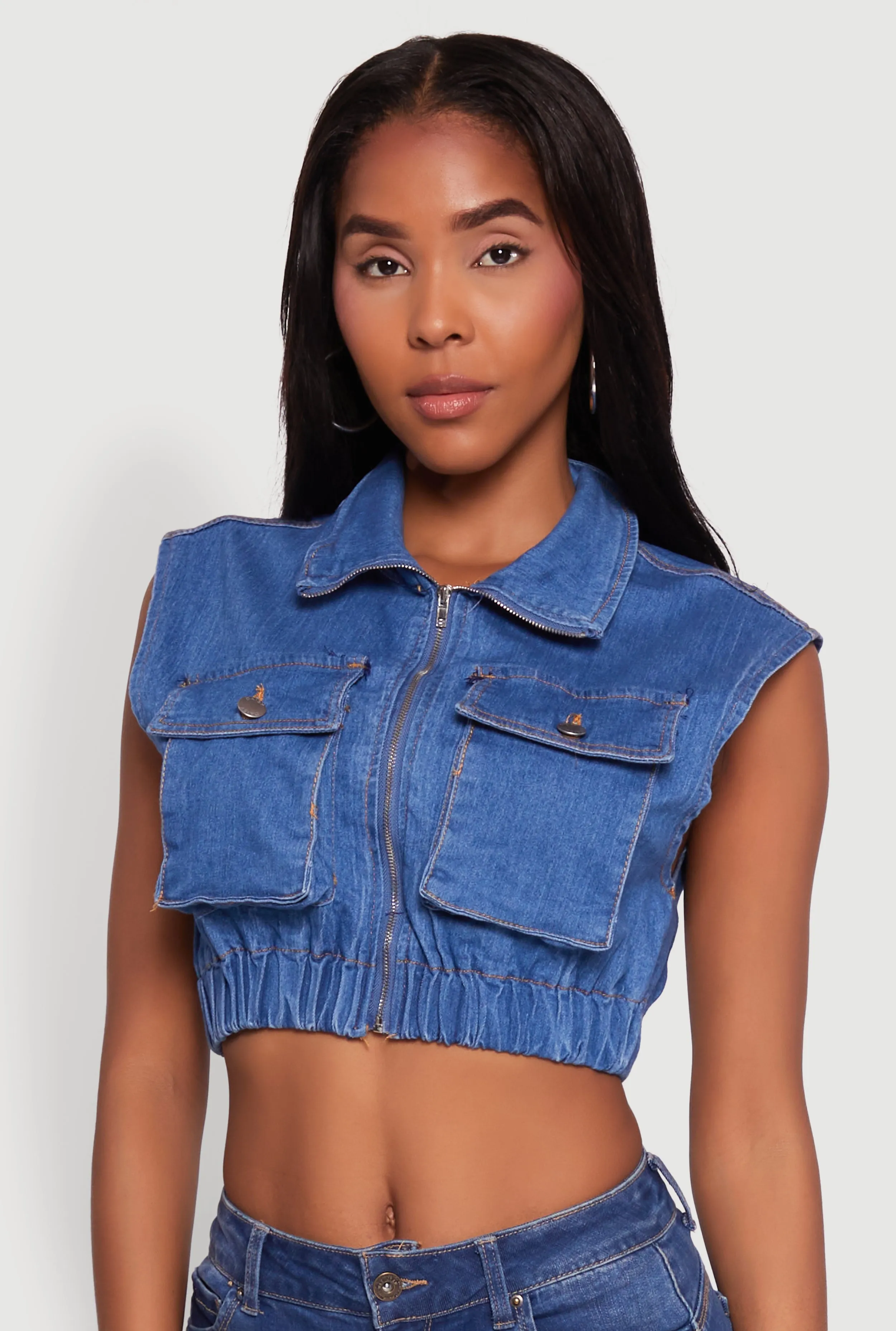 Daisy Sleeveless Cropped Denim Jacket sold by Rainbow product image thumbnail 2