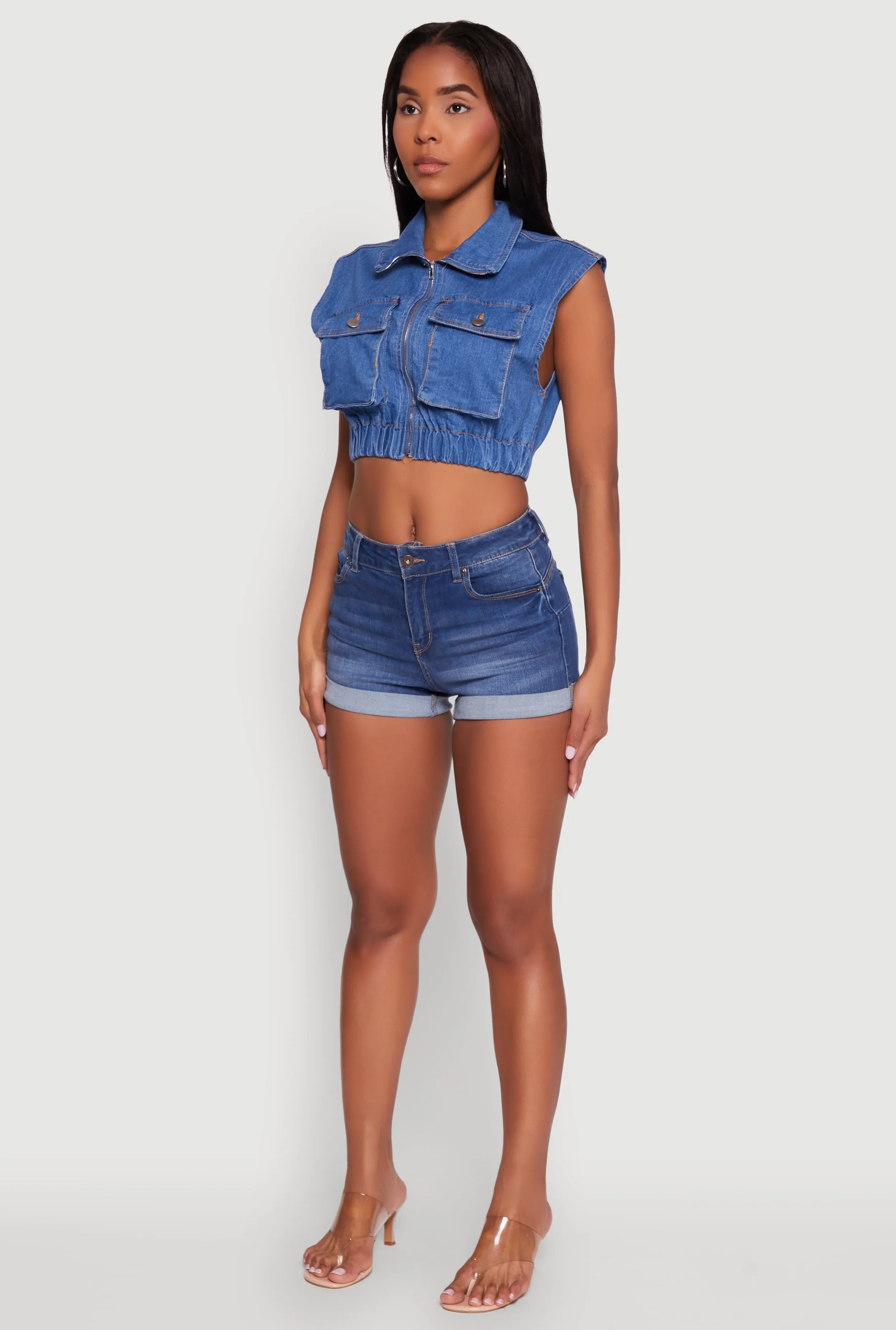 Daisy Sleeveless Cropped Denim Jacket sold by Rainbow product image thumbnail 5