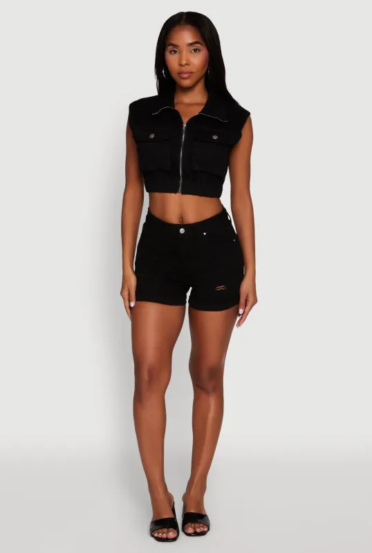 Daisy Sleeveless Cropped Denim Jacket sold by Rainbow