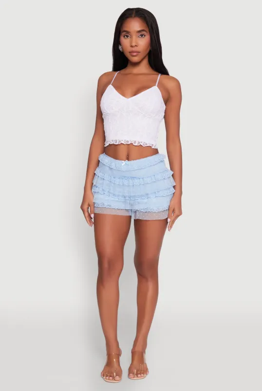 Iris Tiered Lace High Waisted Mesh Shorts sold by Rainbow