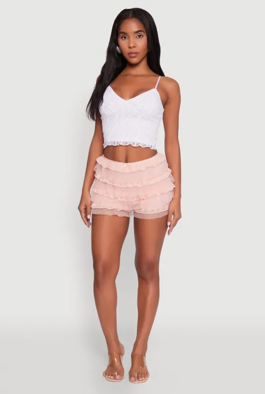 Iris Tiered Lace High Waisted Mesh Shorts sold by Rainbow