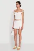 Iris Bow Detail Cropped Off The Shoulder Bustier Top sold by Rainbow