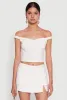 Iris Bow Detail Cropped Off The Shoulder Bustier Top sold by Rainbow