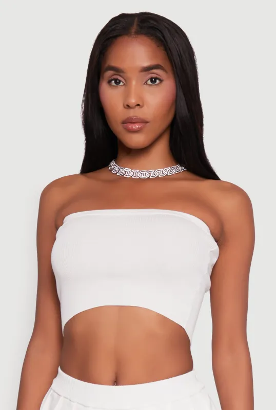 Daisy Rib Knit Cropped Tube Top sold by Rainbow