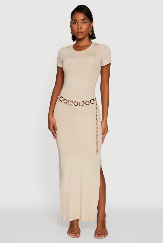 Daisy Crew Neck Side Slit T Shirt Dress sold by Rainbow