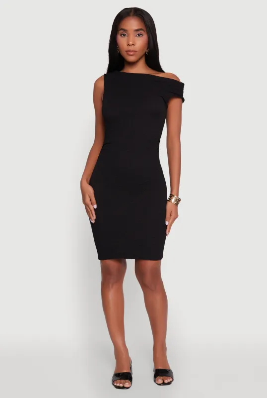 Textured Knit One Shoulder Bodycon Dress sold by Rainbow