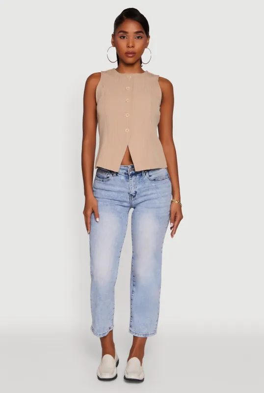 Iris Trendy Pinstripe Button Front Vest sold by Rainbow