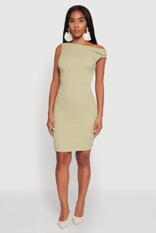 Textured Knit One Shoulder Bodycon Dress sold by Rainbow