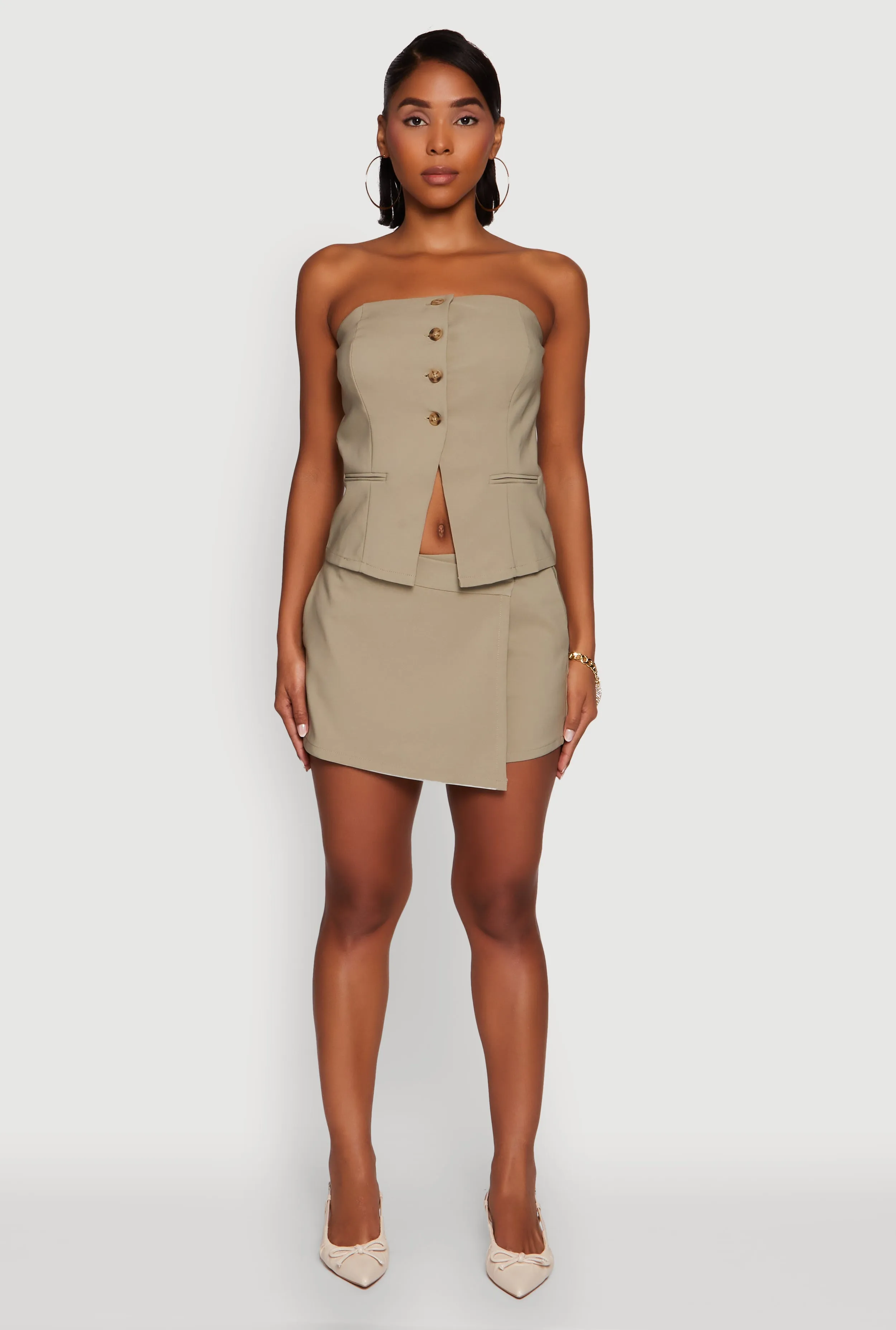 Haute Monde Faux Wrap Asymmetrical Skort sold by Rainbow