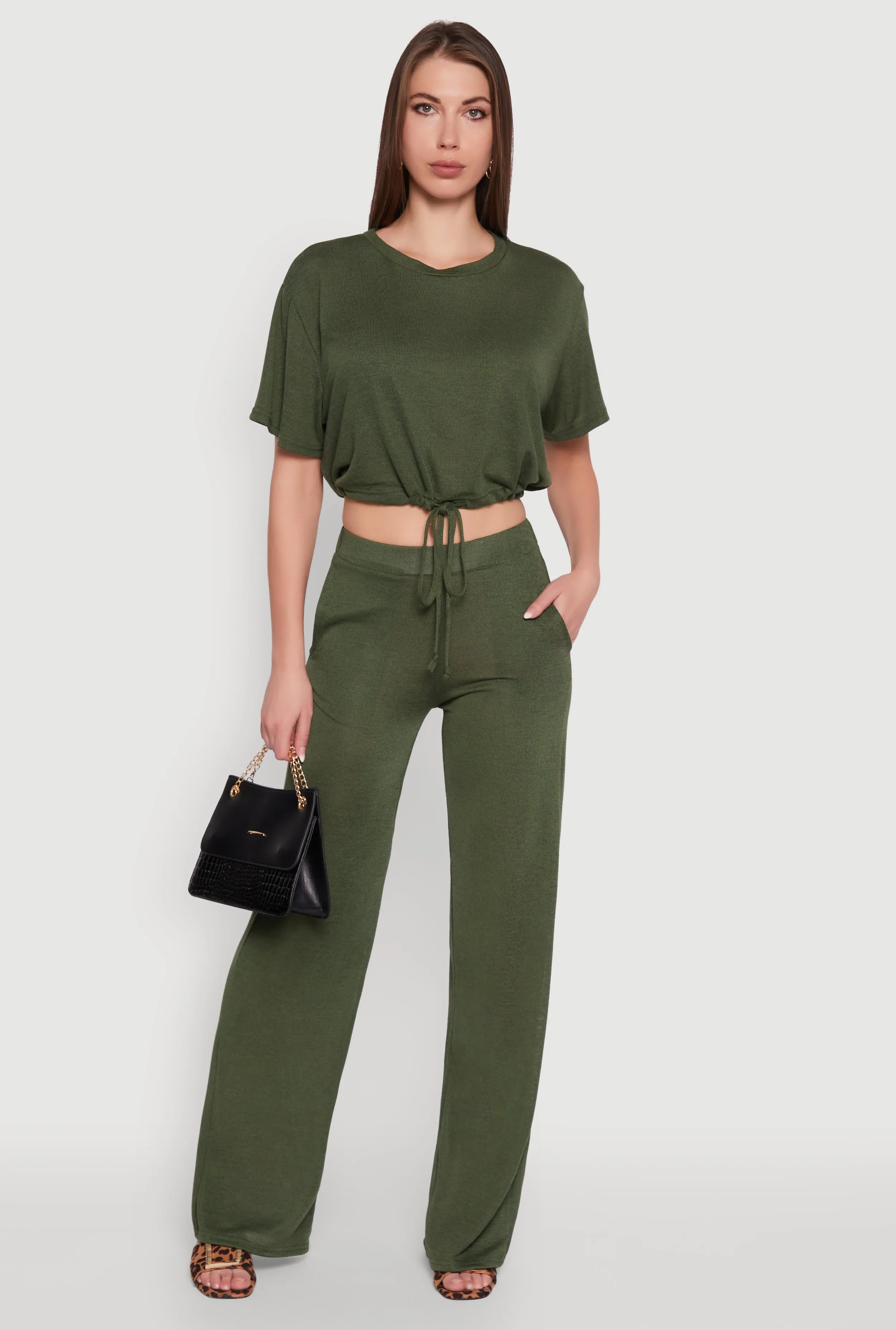 Daisy High Waisted Wide Leg Brushed Knit Pants sold by Rainbow