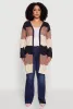Plus Size Striped Crochet Bell Sleeve Duster sold by Rainbow