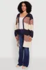Plus Size Striped Crochet Bell Sleeve Duster sold by Rainbow