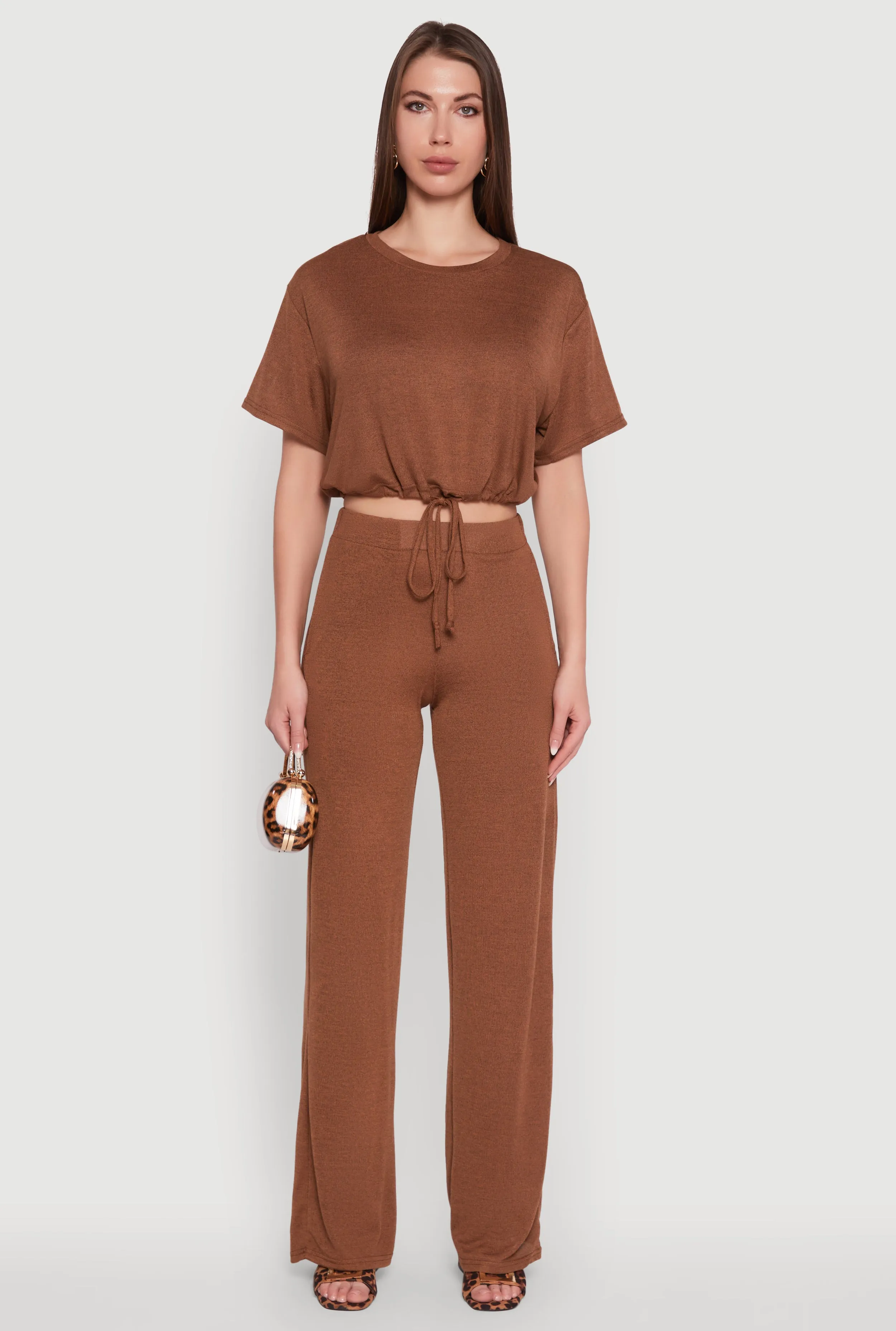 Daisy High Waisted Wide Leg Brushed Knit Pants sold by Rainbow