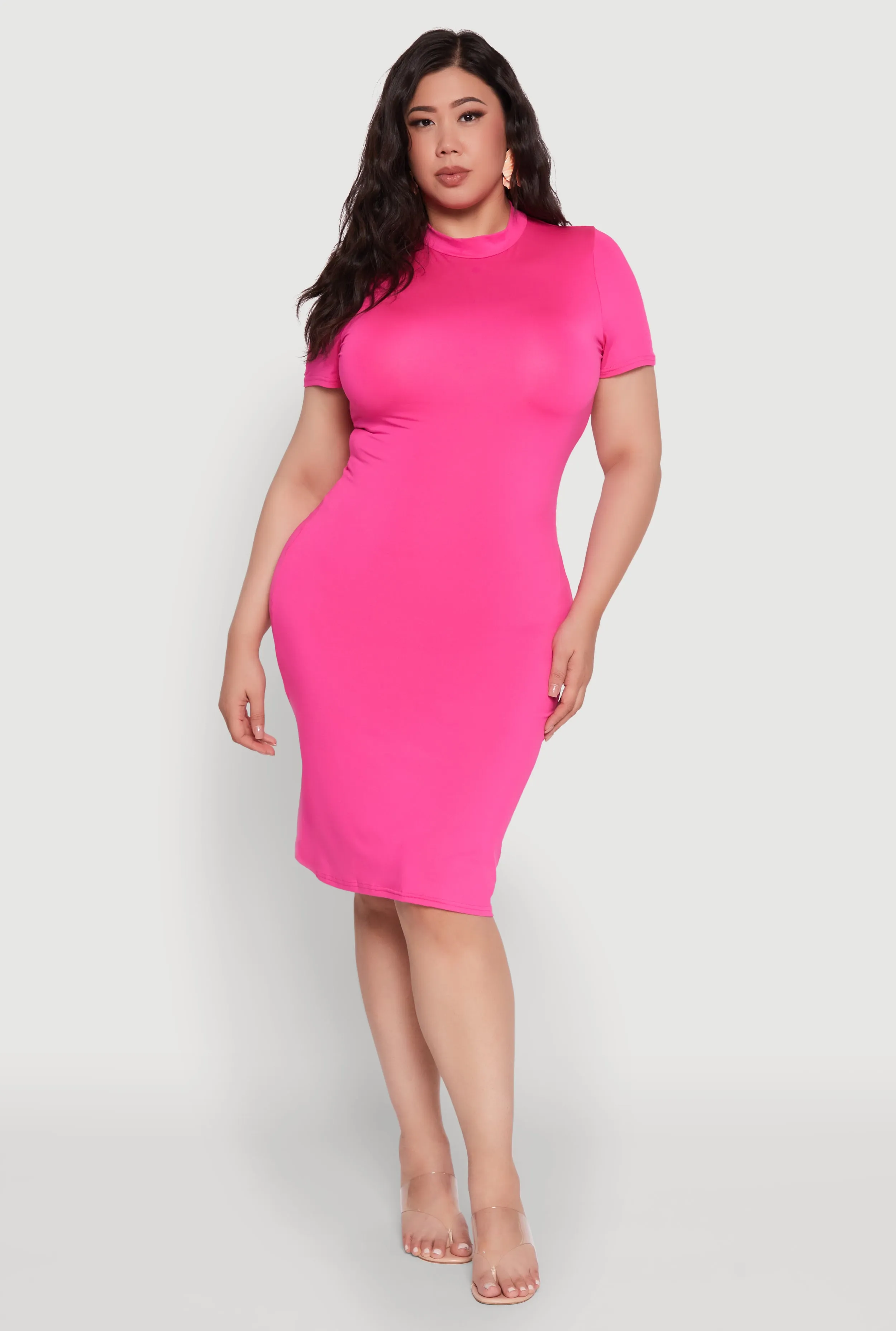 Plus Size Daisy T Shirt Dress with Mock Neck and Short Sleeves sold by Rainbow