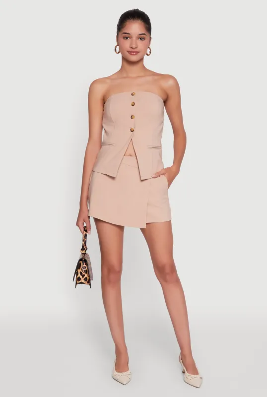 Haute Monde Faux Wrap Asymmetrical Skort sold by Rainbow