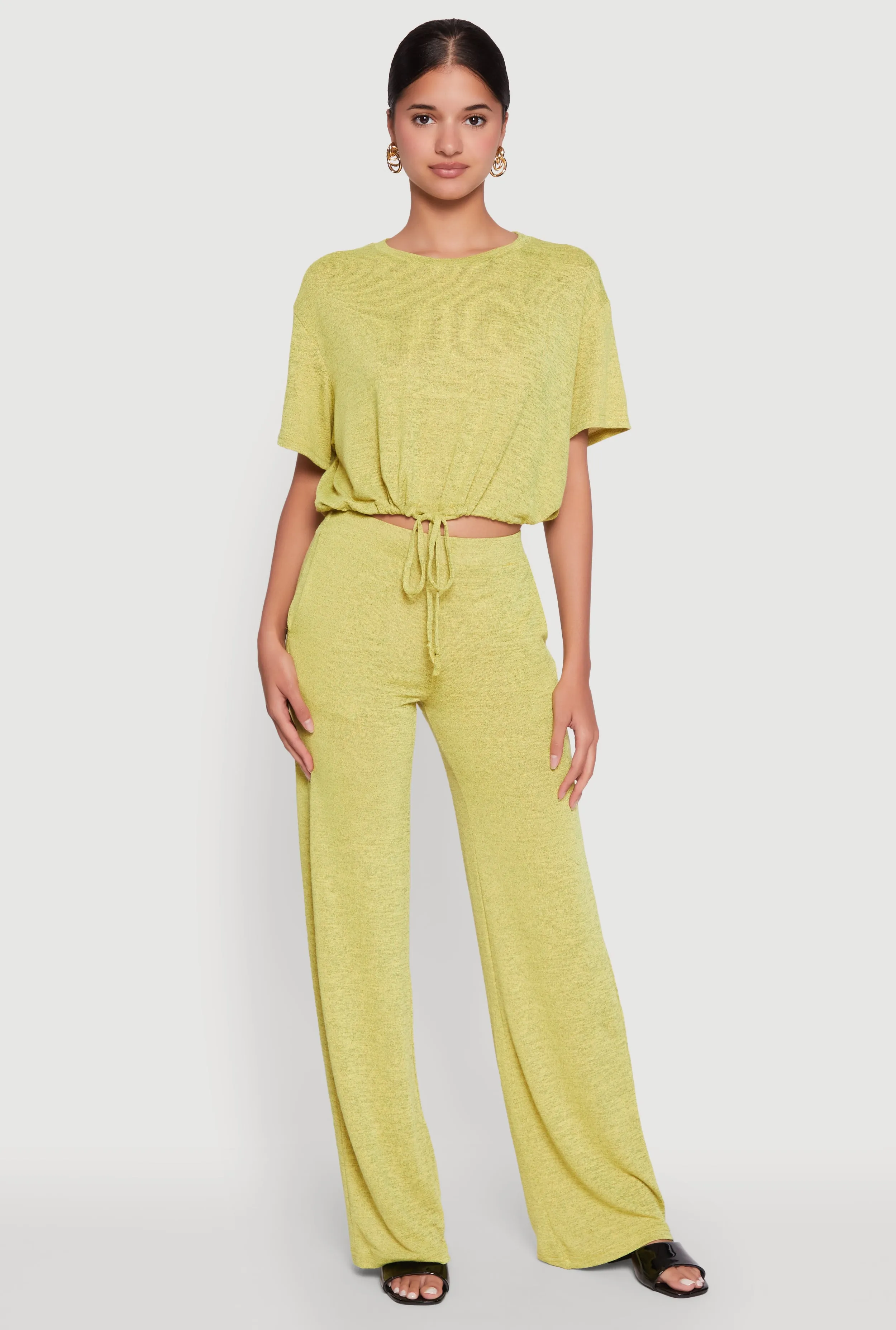 Daisy Drawstring Hem Crew Neck Cropped Tee sold by Rainbow product image thumbnail 2