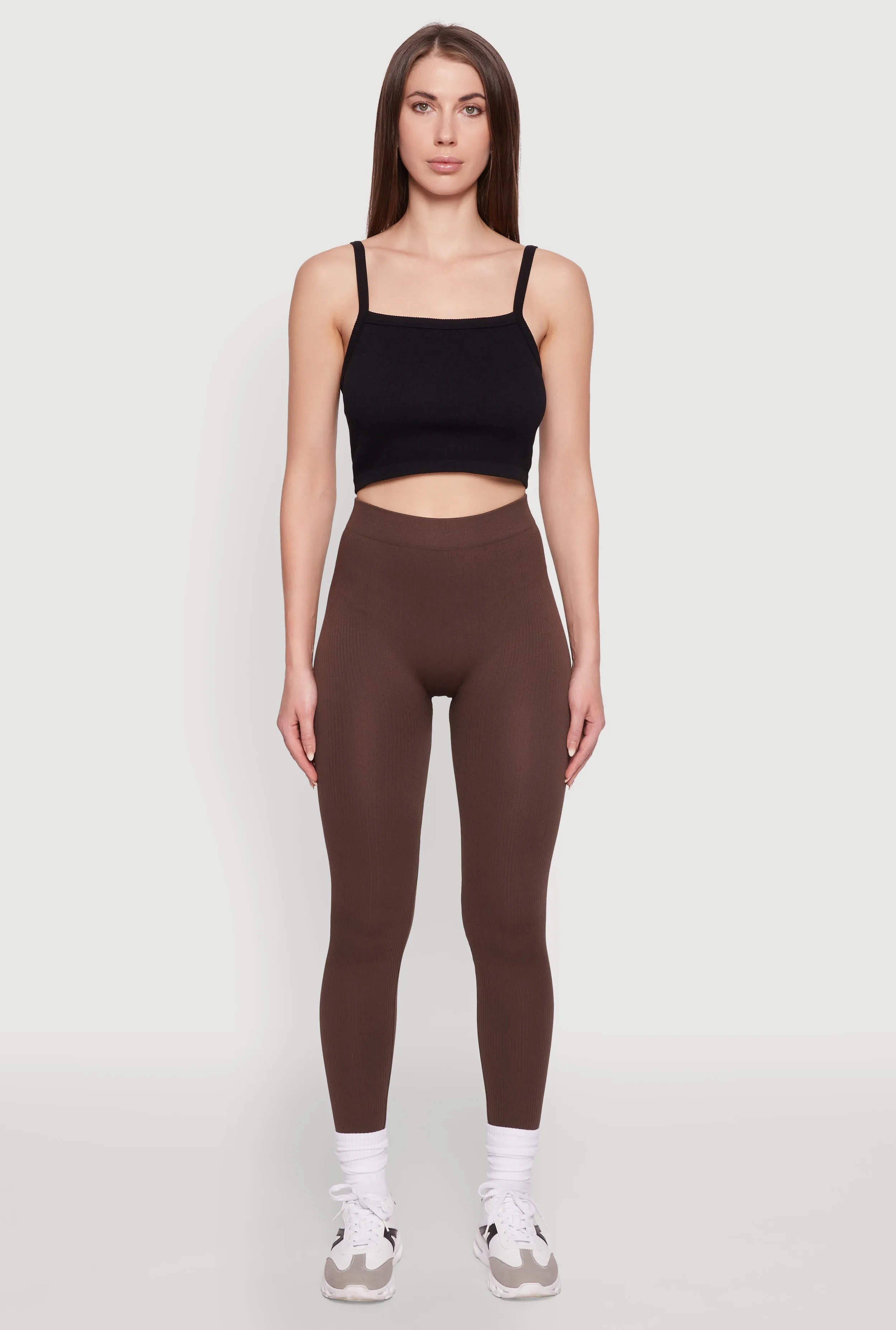 Trendy Rib Knit High Waisted Leggings sold by Rainbow