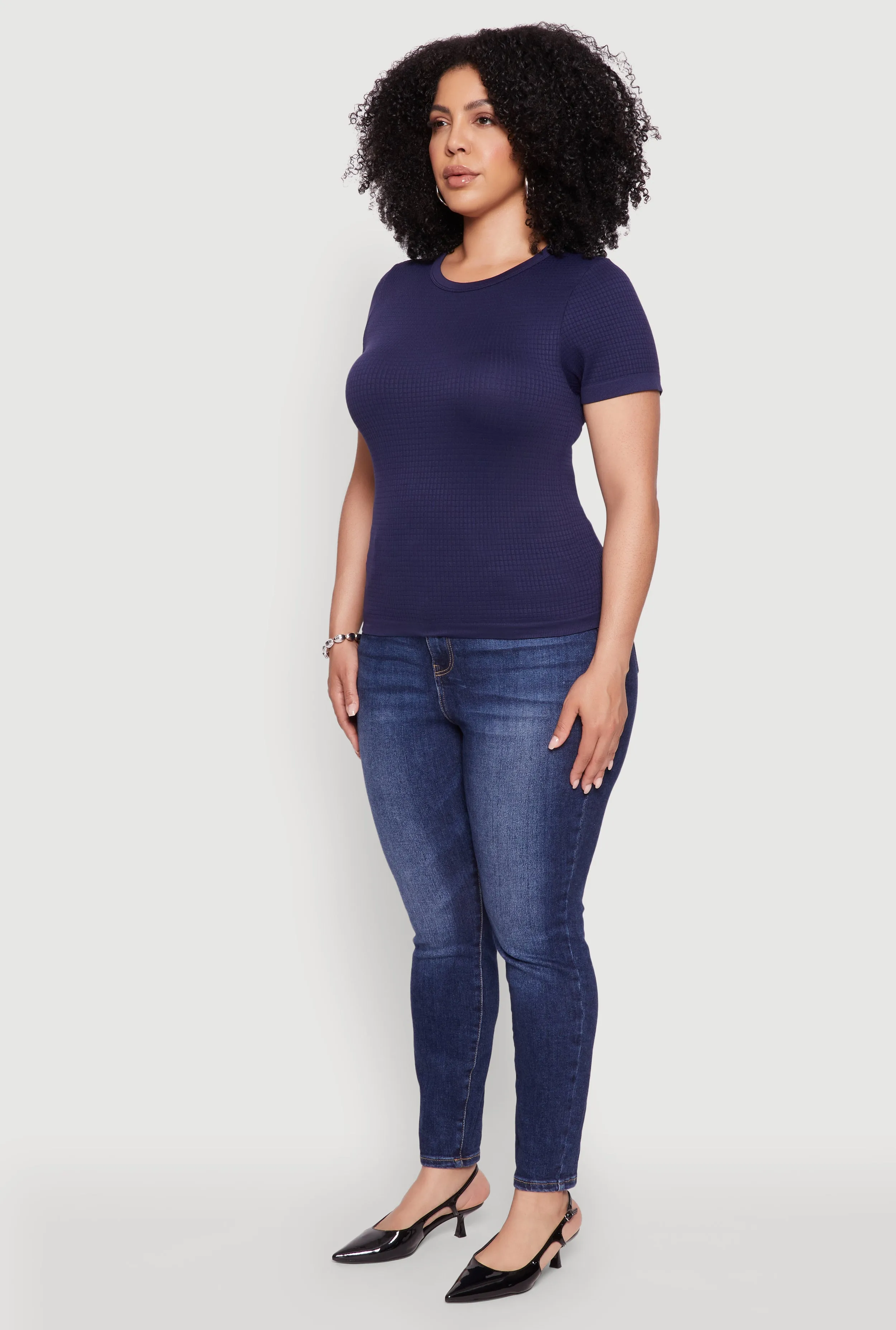 Plus Size Seamless Textured Knit Crew Neck T-Shirt sold by Rainbow product image thumbnail 5
