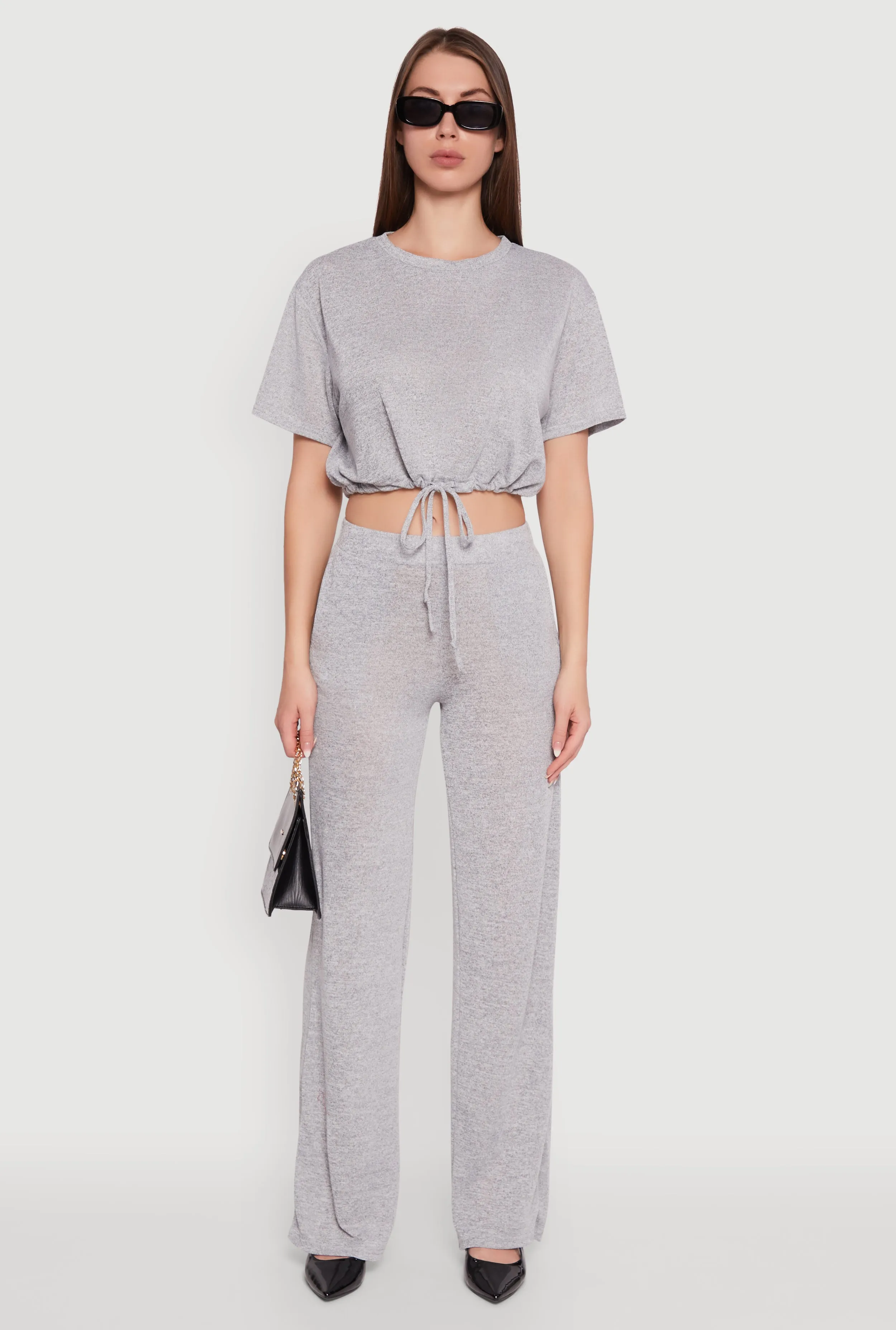 Daisy Drawstring Hem Crew Neck Cropped Tee sold by Rainbow product image thumbnail 3