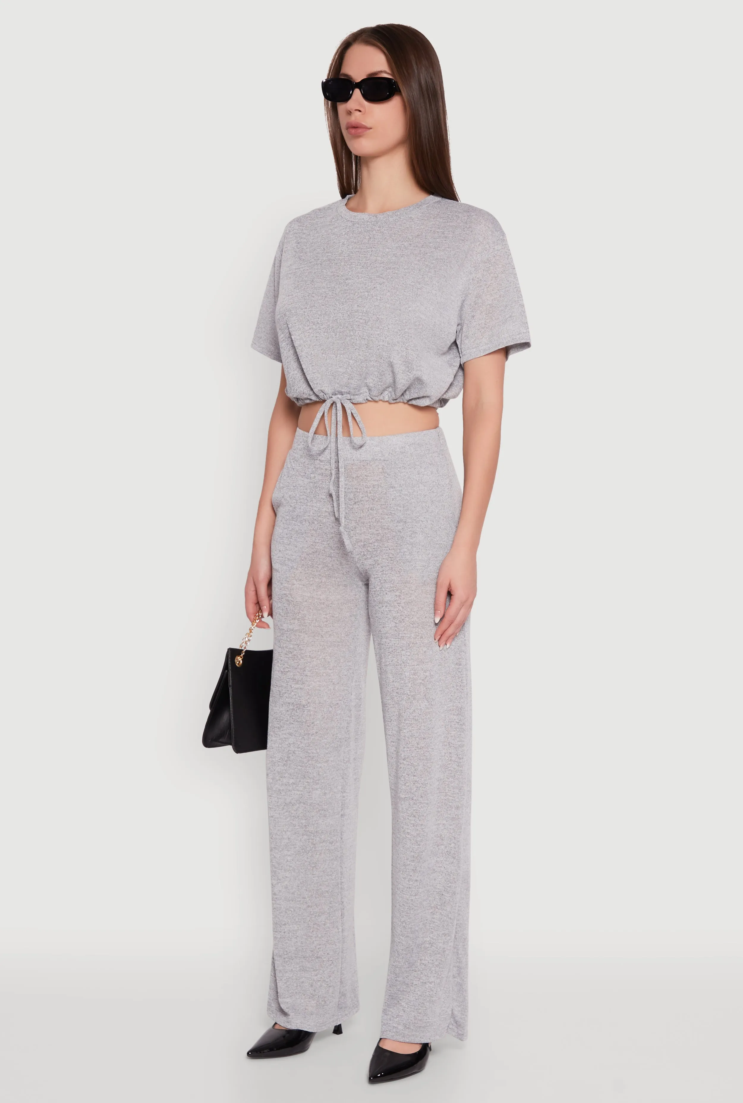 Daisy Drawstring Hem Crew Neck Cropped Tee sold by Rainbow product image thumbnail 5