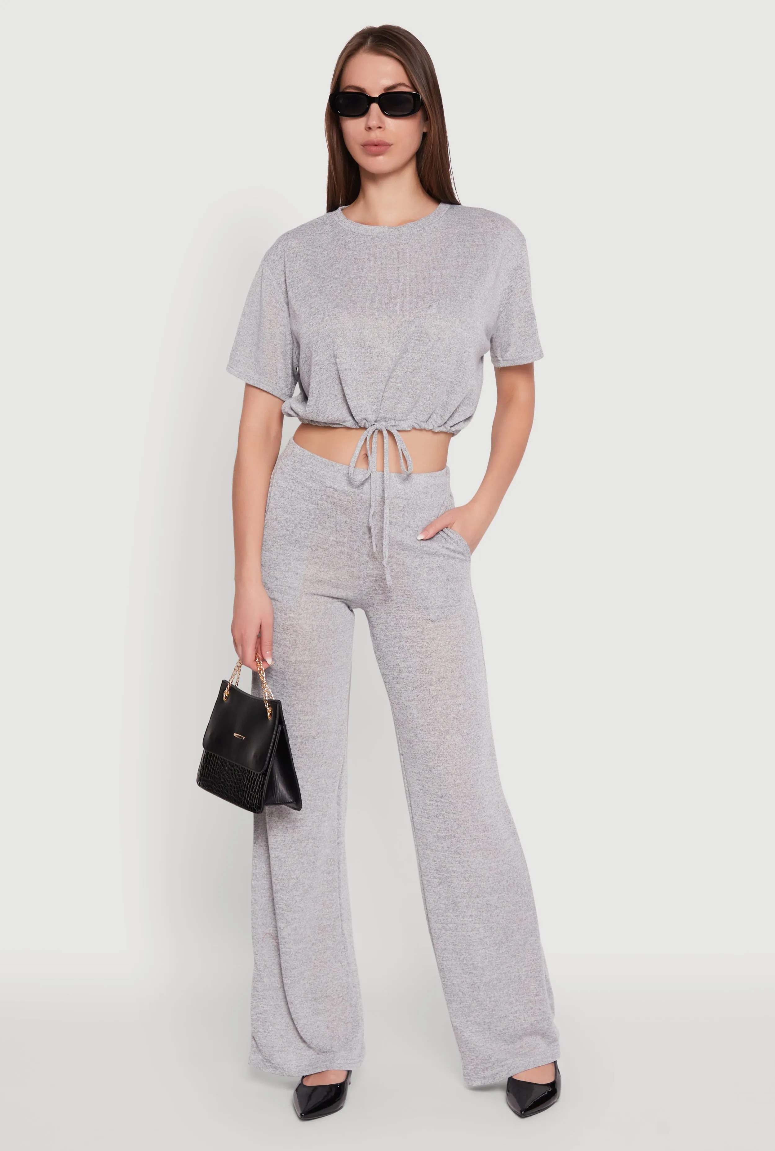 Daisy Drawstring Hem Crew Neck Cropped Tee sold by Rainbow product image thumbnail 2